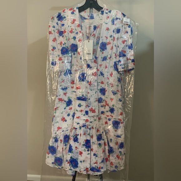 Loveshackfancy Arlo Mini Dress in Blue Notte Size: 8 - Picture 2 of 14